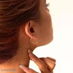 Minjewels Contemporary Heart Shaped Hinged Hoop Korean Earrings for Women Fashion - Image 2