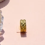 Geometric Textured Gold Hoop – Bold Detail, Timeless Charm - Image 4