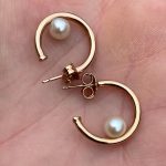 Genuine Anti-Tarnish Golden Pearl Hoop Earrings - Image 2