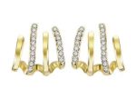 Multi Hoop Earrings in One That Look Like Multiple Piercings Four Claw Needle Earring Cuff Earrings for Women and Girls - Image 4