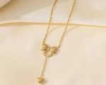 Korean stainless steel bow pandent chain - Image 2