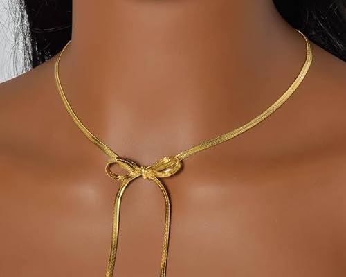68.jpg Bow anti tarnish stainless steel gold stylish Neck Chain - Image 1