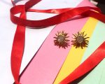 Golden Sunburst Crystal Stud Earrings - Image 2