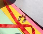 Sculpted Fan Leaf Statement Stud Earrings in Polished Gold Tone - Image 3