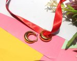 Bold Luxe Dome Hoop Earrings in Polished Gold Finish - Image 4