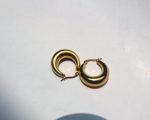 Bold Luxe Dome Hoop Earrings in Polished Gold Finish - Image 2