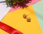 Minimalist Square Stud Earrings with Full Rhinestone Detailing - Image 2