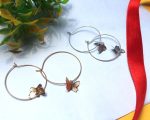 Trendy Lightweight Butterfly Charm Hoop Earrings for Girls - Image 3