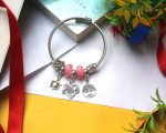Blush Bloom Charm Bracelet – Pink Glass Beads with Love & Life Motifs - Image 2