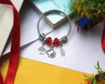 Crimson Garden Charm Bracelet – Red Crystal Beads with Tree of Life & Nature Motifs - Image 4