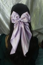Double-Layered Purple Silk Hair Bow – Elegant Oversized Hair Accessory for Girls & Women - Image 3