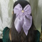 Luxe Lavender Pearl Satin Bow Clip