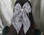 Luxury Smokey Grey Satin Bow Hair Clip