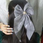 Smokey Grey Satin Bow Hair Clip – Graceful, Modern, and Effortlessly Chic - Image 4