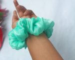 Satin Candy Scrunchies – Set of 3 (Coral Pink, Lavender & Mint Green) - Image 3