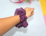 Premium Satin Scrunchies – Set of 3 (Blush Pink, Sky Blue & Deep Plum) - Image 2
