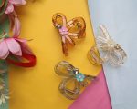 Set of 3 Transparent Floral Bow Claw Clips – Soft Elegance in Every Hold