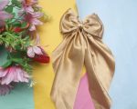 Premium Large Gold Satin Bow – Elegant Handmade Ribbon Accessory - Image 2