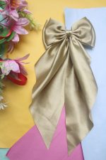 Double-Layered Olive Green Silk Hair Bow – Elegant Oversized Hair Accessory for Girls & Women - Image 3