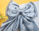 Double-Layered Light Blue Silk Hair Bow – Elegant Oversized Hair Accessory for Girls & Women - Image 3