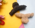 Furry Soft Grip Hair Claw Clips – Set of 2 (Black & Beige) - Image 2