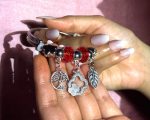 Crimson Garden Charm Bracelet – Red Crystal Beads with Tree of Life & Nature Motifs - Image 2