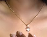 Rose Gold Coloured Women Artificial Heart Pendant with Chain - Image 2