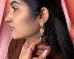 Elegant Golden Spiral Swirl Drop Earrings with Textured Multi-Oval Design - Image 4