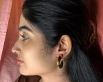 Bold Crescent Golden Stud Earrings - Image 2