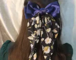 Midnight Garden Floral Bow Hair Clip – Elegant & Effortless