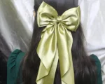 Stunning Double-Layered Green Silk Hair Bow