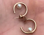 Radiant Golden Pearl Hoop Earrings