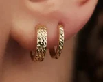 Bold Geometric Textured Gold Hoop Earrings