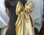 Elegant Premium Large Gold Satin Hair Bow