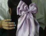 Elegant Double-Layered Purple Silk Hair Bow