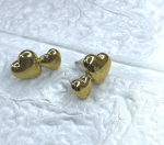 Double Heart Anti-Tarnish Gold Earrings - Image 3